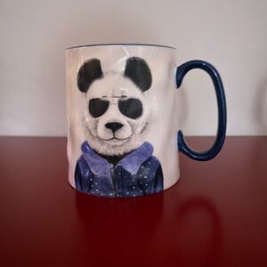 Cool Panda Wearing Glasses Mug with Blue Handle
